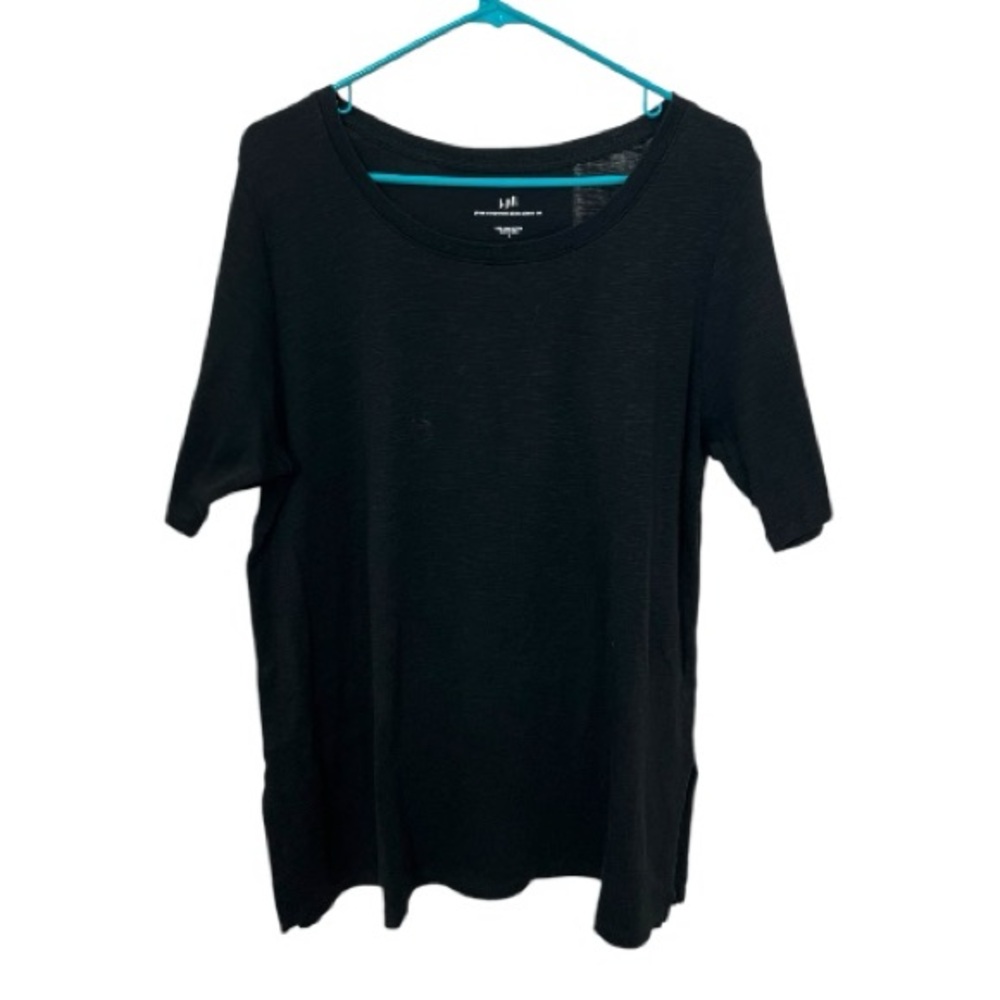 ⚫️J. JILL: Women’s size L, black scoop neck elbow sleeve t-shirt, preowned⚫️